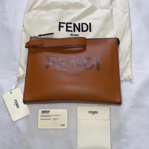 Fendi Roma Lettering Flat Pouch (NEW with tags)